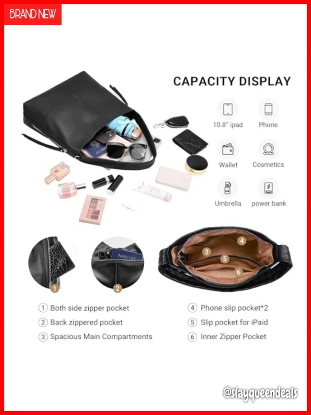 Genuine Leather Hobo Bags for Women Crossbody Purses Work Tote Bag